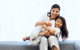 mom playing with child