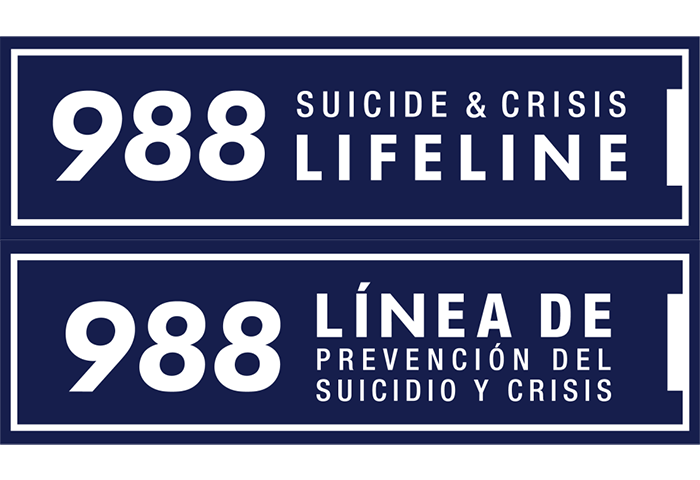 988 Suicide and Crisis lifeline banner 988 linea de prevencion del suicidio y crisis